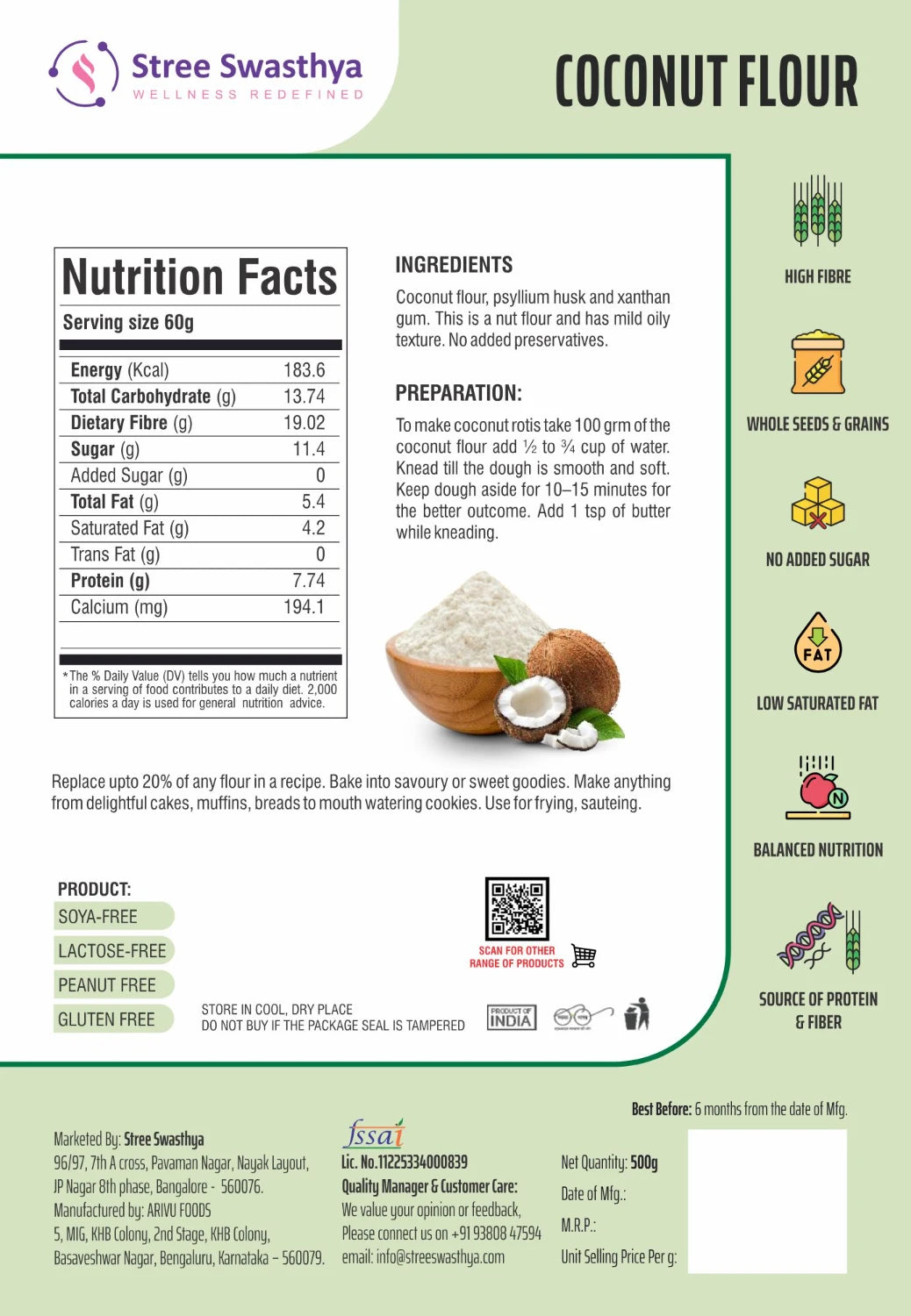 Coconut Flour | Gluten-Free High Fibre Low Carb Flour