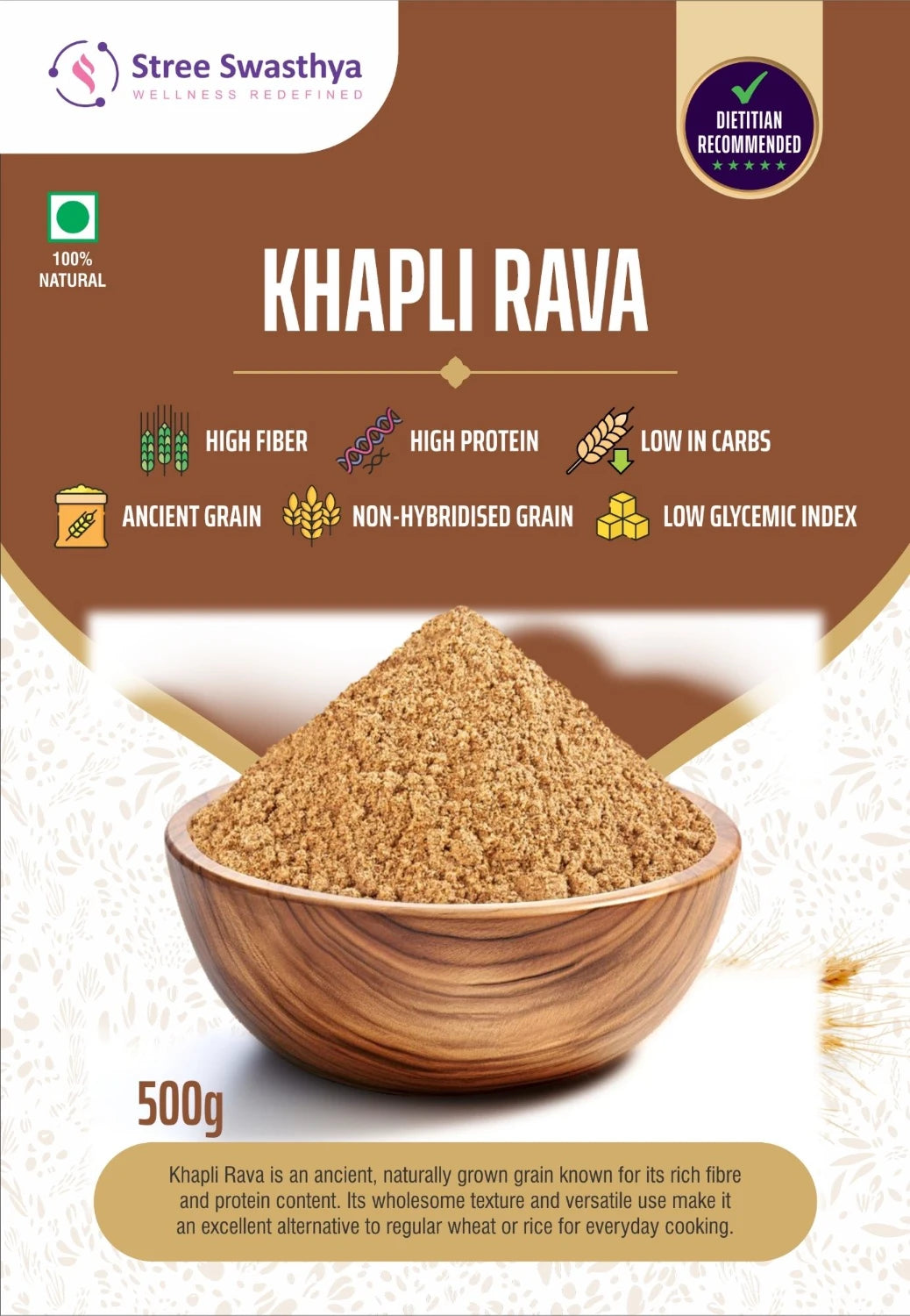 Khapli Rava | Emmer Wheat Rava for Healthy Everyday Cooking