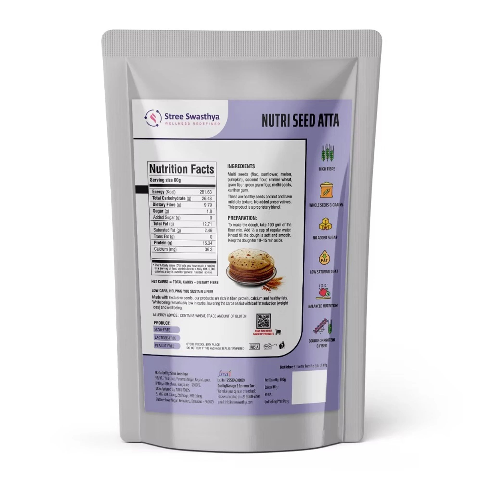 Nutri Seed Atta | Multi-Seed Low Carb Flour for Daily Wellness