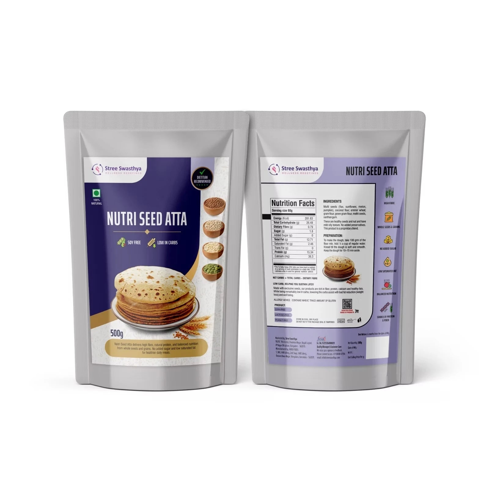 Nutri Seed Atta | Multi-Seed Low Carb Flour for Daily Wellness
