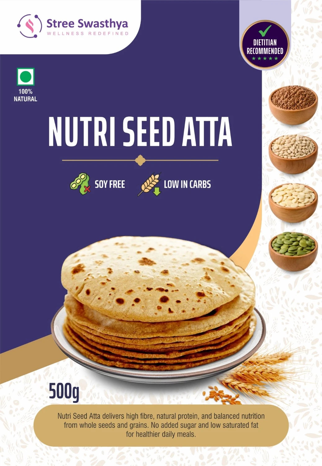 Nutri Seed Atta | Multi-Seed Low Carb Flour for Daily Wellness