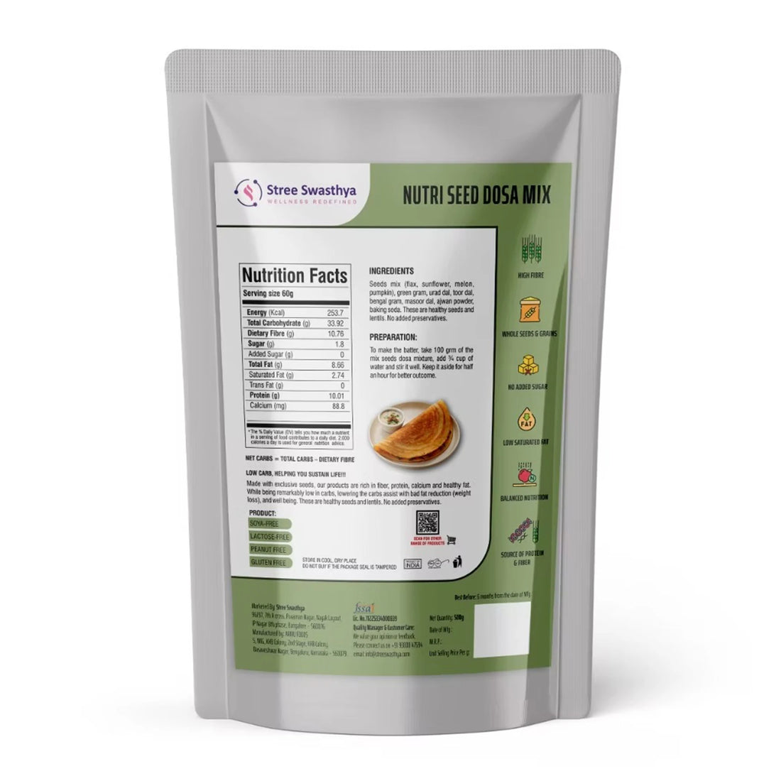 Nutri Seed Dosa Mix | Protein-Rich Low Carb Breakfast Mix