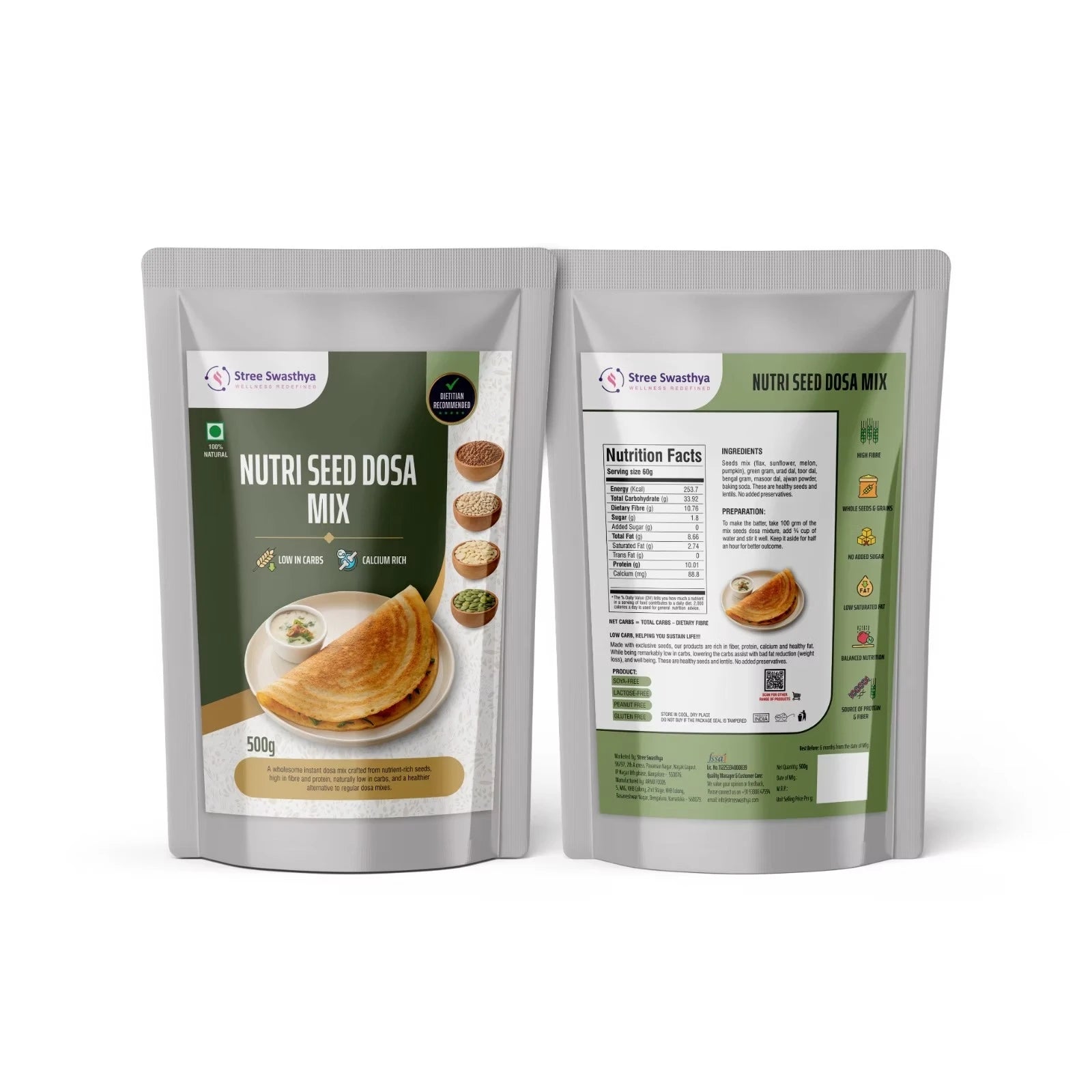 Nutri Seed Dosa Mix | Protein-Rich Low Carb Breakfast Mix