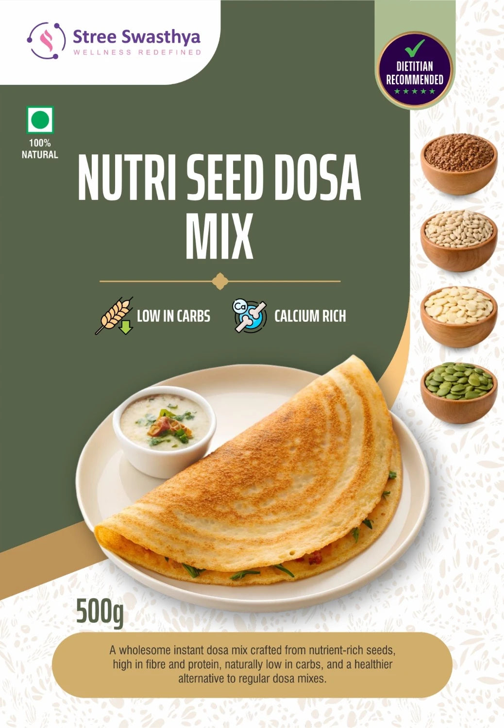 Nutri Seed Dosa Mix | Protein-Rich Low Carb Breakfast Mix